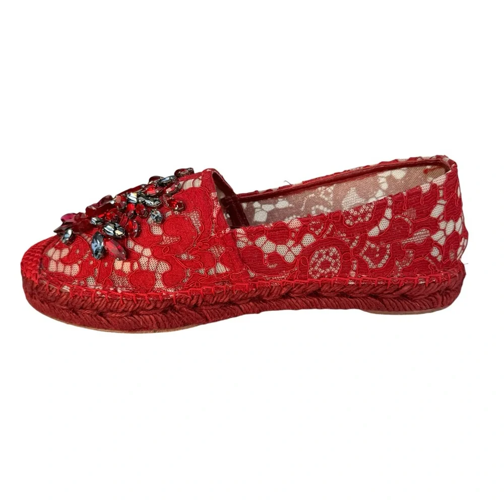 Dolce & Gabbana Swarovsky Red Flats  Espadrilles